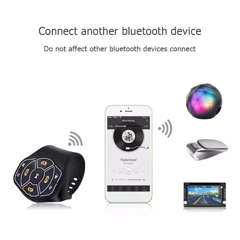 Universal Wireless Car Steering Wheel Button Remote Control Bluetooth 4.0 Hands-free Multimedia Player Button for IOS Android