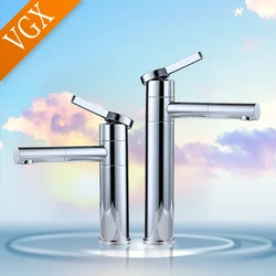 VGX Bathroom Sink Faucets 360 Rotation Spout Tall Basin Mixer Tap Hot&Cold Faucet Water Taps Crane Brass Chrome