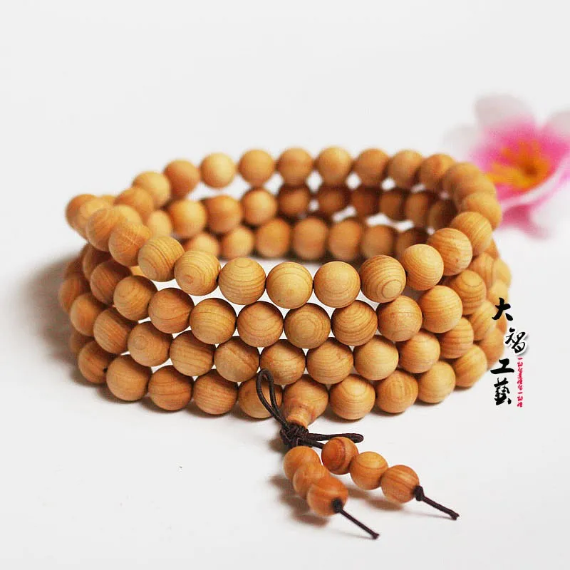 Multilayer 108 Wood Beads Lotus OM Bracelet Tibetan Buddhist Mala Buddha Charm Rosary Bracelet Yoga Wooden For Women Men Jewelry