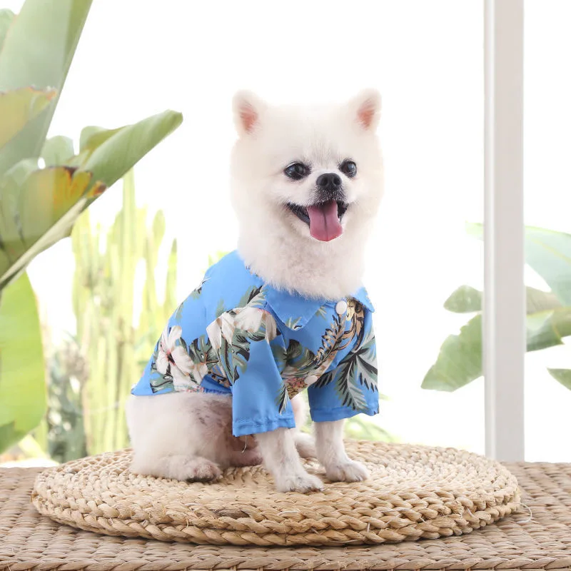 Summer Pet Printed Clothes For Dogs Floral Beach Shirt Jackets Dog Coat Puppy Costume Cat Spring Clothing Pets Outfits