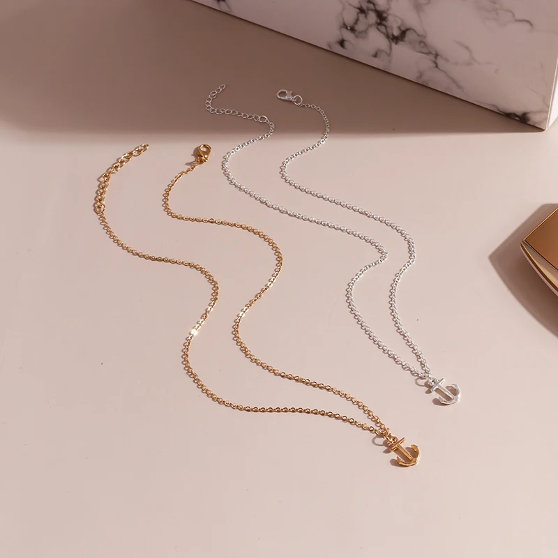 Aihua Schlichter Stil Schlüsselbeinkette Meer Marine Anker Halsketten & Anhänger für Frauen Mädchen Geburtstagsfeier Schmuck Collier Geschenke – Detail 10
