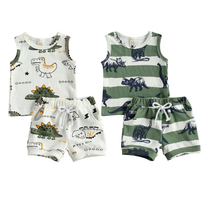 

2021-03-03 Lioraitiin 2Pcs Set 0-24M Newborn Infant Baby Boy Summer Clothing Sleeveless Vest Top Shorts 2Styles Outfit