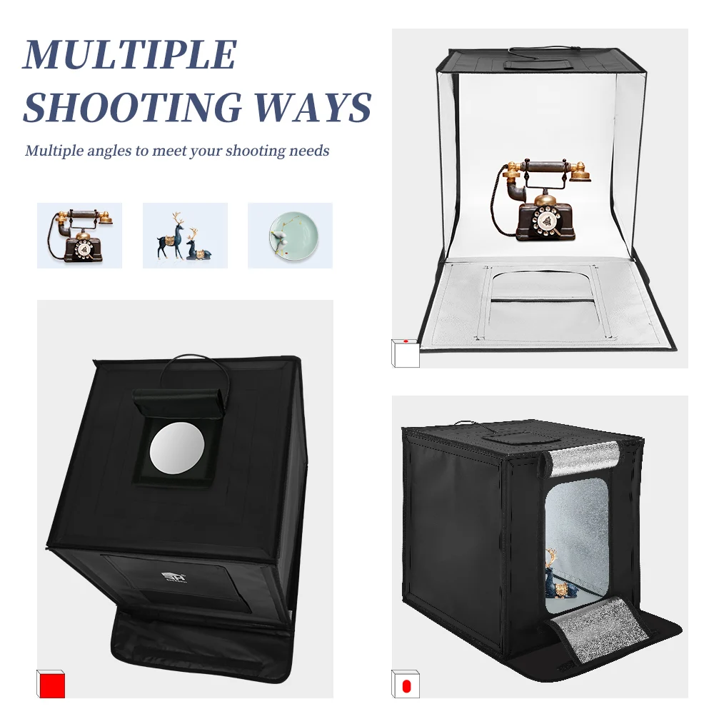 Photo Studio Box Portable Lightbox Tabletop Shooting PVC Backdrop Tent Photography Box Softbox Set for Items Display 45/65/80 cm
