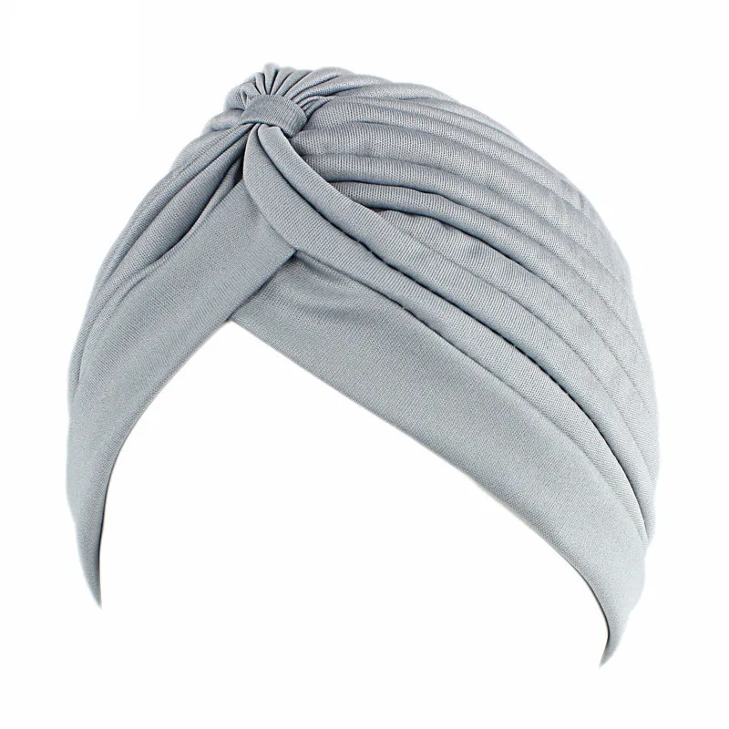 Neue Blume Dekoration Turban Einfarbig Für Frauen Mode Haar Tragen Kopf Wrap Damen Kopfbedeckungen Krebs Hüte Indien Kappe Bandana – Detail 24