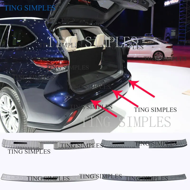 

Car Stainless Steel Back Rear Pedal Door Scuff Plate Frame Outside Threshold Trunk For Toyota Highlander 2021 2022 accessories