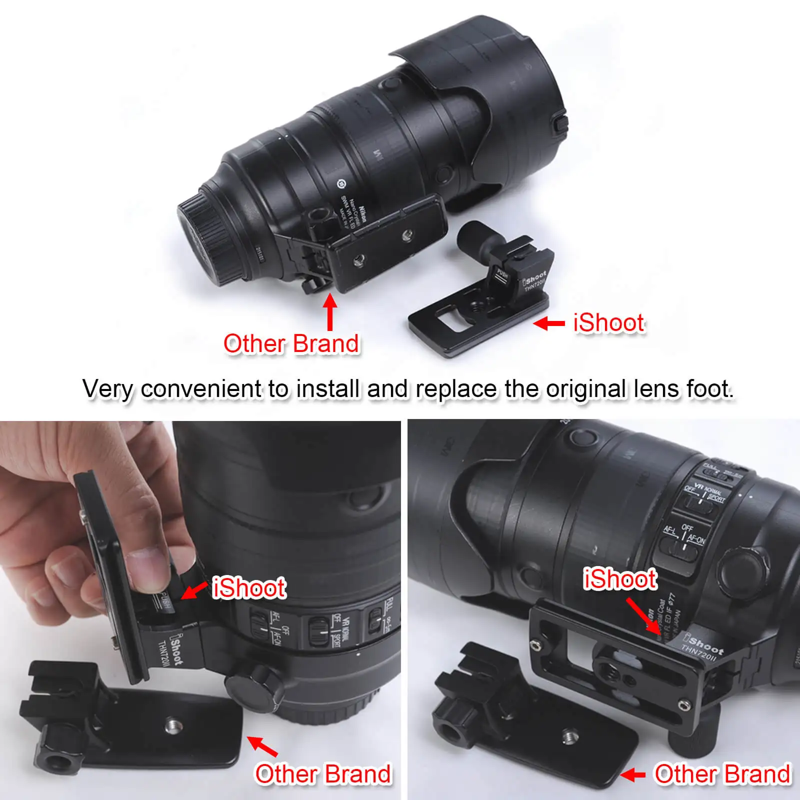 Lens Collar Base Tripod Mount Ring Replacement Foot with Arca Type Quick Release Plate for Nikon AF-S 70-200mm f/2.8E FL ED VR