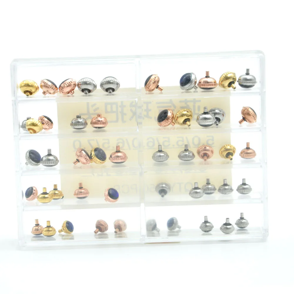 Wholesale 50Pcs/Lot Assort Size Watch Crown Parts,3 Colors 2.8 Tube Pumpkin Watch Crown Relacement Parts for Watchmakers