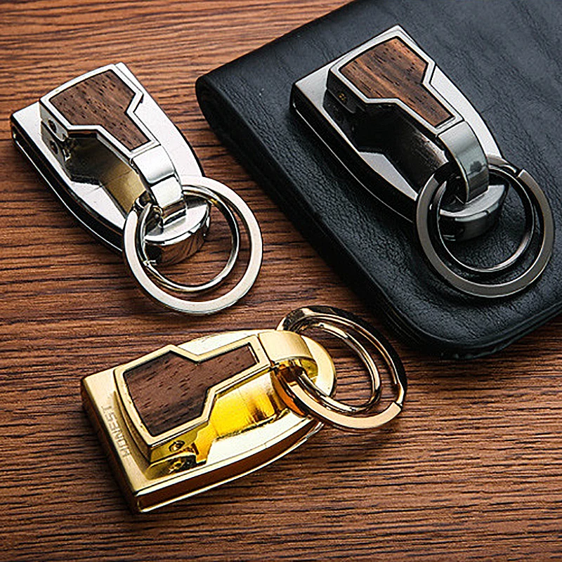 Luxury Key Chain Clip Holder Belt Hanging Keychains High-quality Car Key Ring Holders Buckle Wood Men Best Father\'s Day Gift