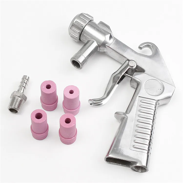 Acoustic Pneumatic Sand Blasting Gun Glass Rust Removal Tool Belt 4 Ceramic Nozzles of Different Specifications 4/5/6/7mm