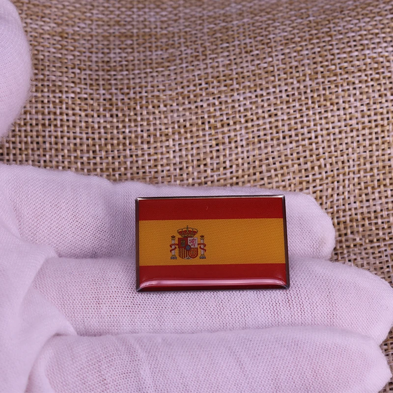 Flag Of Spain Enamel Pin Rectangle Brooch For WomenMen Clothes Scarf Badge