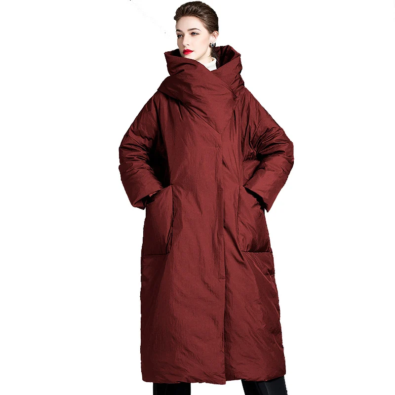 Winter Chic White Duck Down Jacket Woman 2025 New Fashion  Down Coat Hooded Clothing Long Parka Thick Warm Down Outwear Female