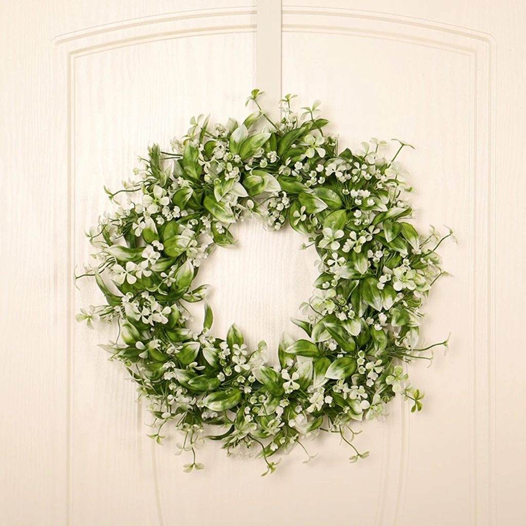 43cm Round Simulated Greenery Wreath Flower Garland Front Door Decorations Floral Garland Indoor Outdoor Wall Hanging