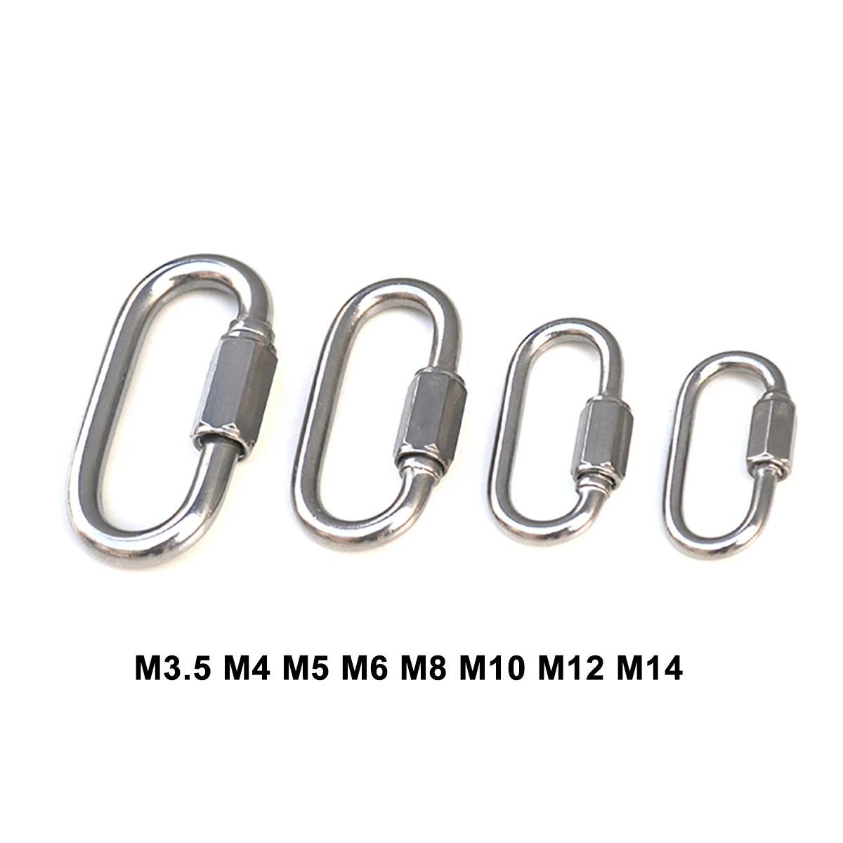 304 316 Stainless Steel Oval Quick Links Safety Snap Hook Climbing Carabiner Lock Buckle M3.5 M4 M5 M6 M8 M10 M12 M14