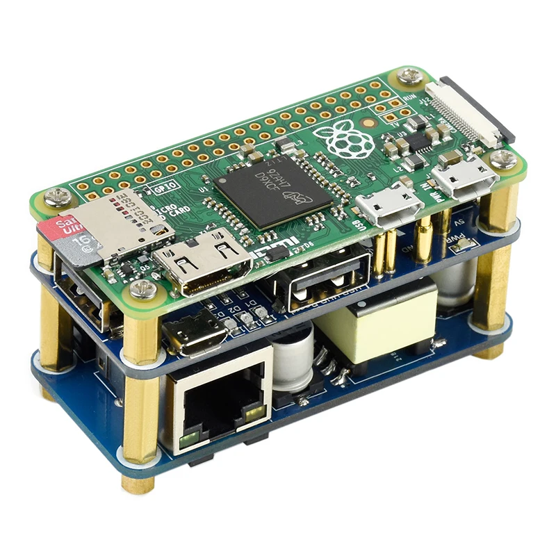 Raspberry Pi Zero PoE Power over Ethernet / USB HUB HAT, compatible avec 3 Ports USB 2.0 802.3af pour Raspberry Pi Zero W / Zero WH