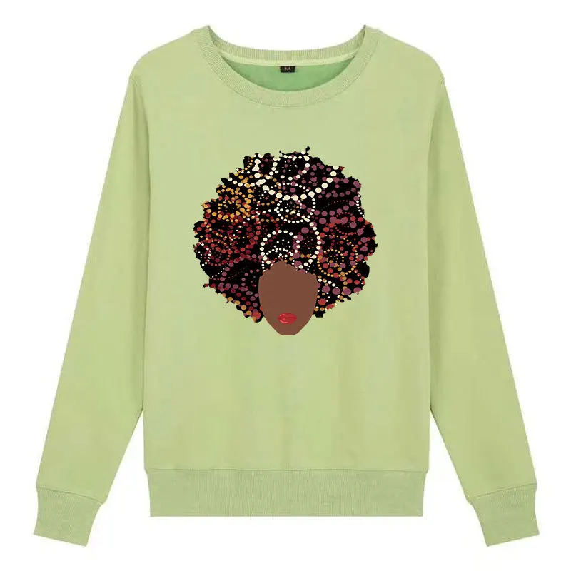 African Girl Clothes Badge Patches Heat Transfer Sweatshirts Tops Heat Press Vinyl DIY Washable Heat Patch Black CQ