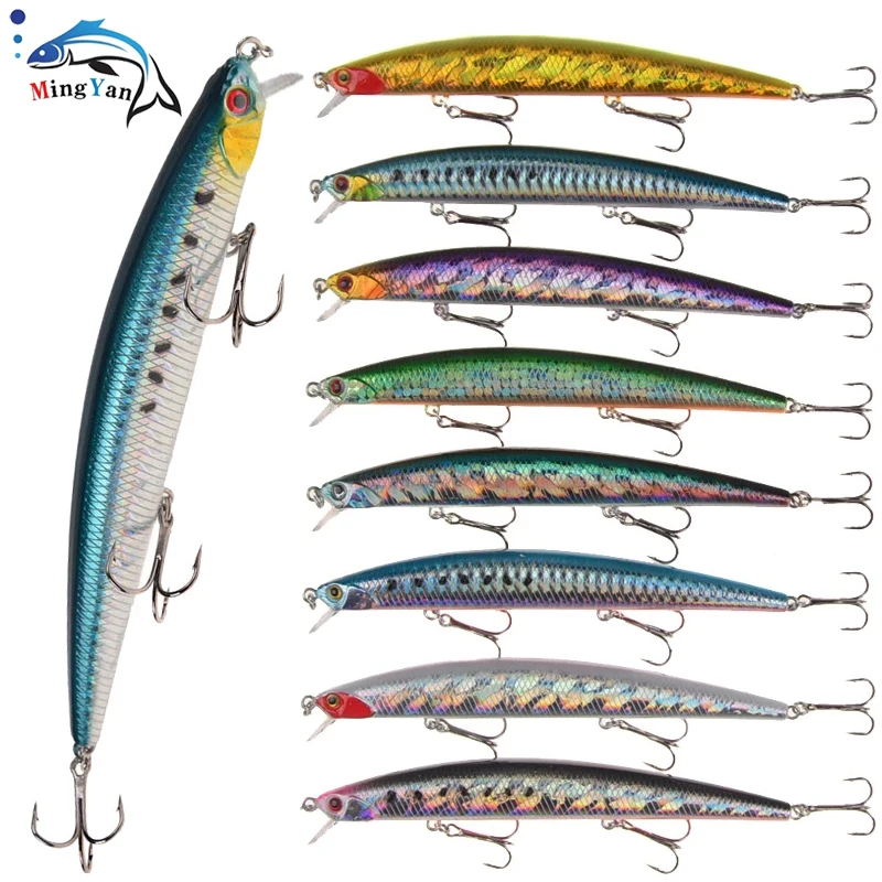 1PCS Long Minnow Fishing Lure Hard Bait Crankbait Wobblers Leurre 13cm/14.7g Tight Body 3 Hooks Artificial Baits for Bass Pike