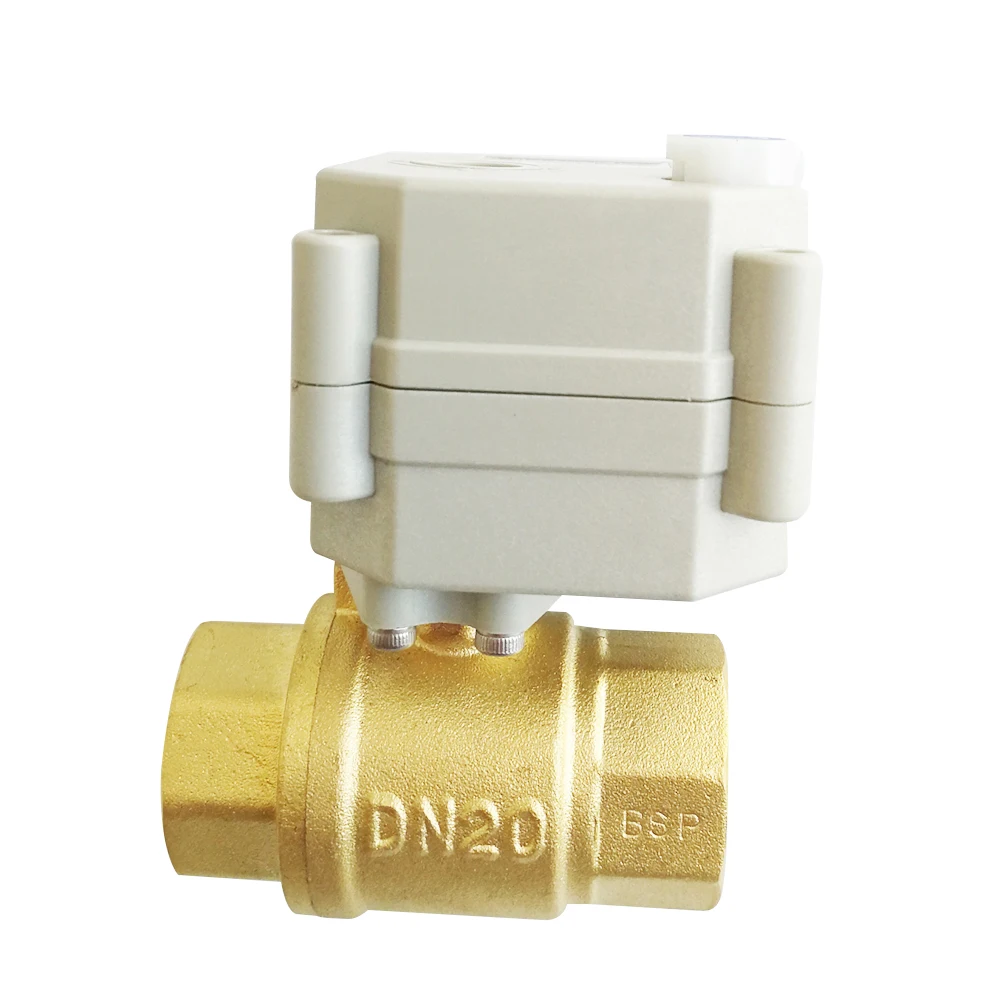 TF20-B2-B 2/3/5/7 Wires Brass 3/4'' Electric Actuated Valve DN20 Full Port Metal Gear Motorized Valve With Manual Override