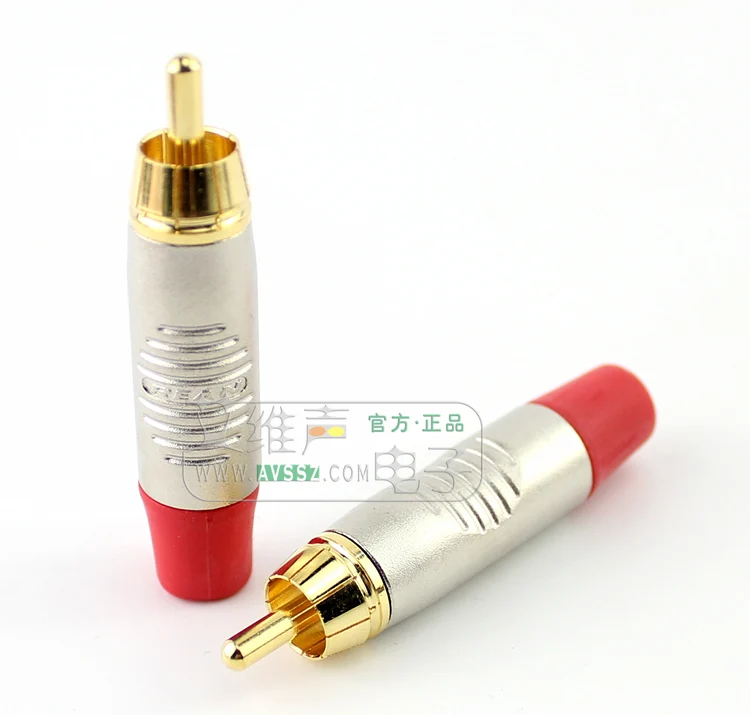 1Pcs NEUTRIK's REAN gold-plated RCA fever audio and video plug RF2C-AU-0-BL tail black and red HIFI accessories