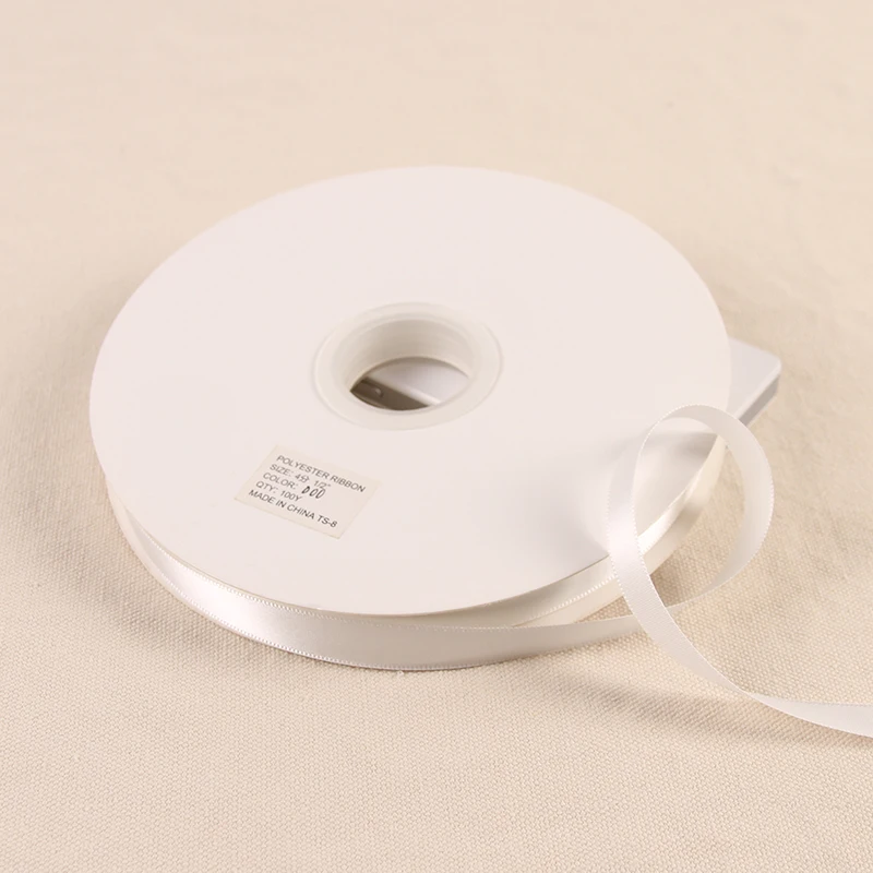 100yards Off White Single Face Satin Ribbons for Wedding Christmas Party Decoration 3mm-38mm DIY Bow Craft Ribbons Card gift