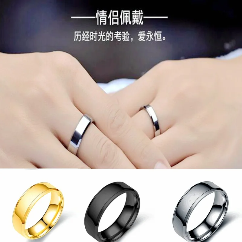 BAECYT Trendy Stainless Steel Black Rings For Women Wedding Rings Men Jewelry Width 6mm, Couple Rings Dropshipping