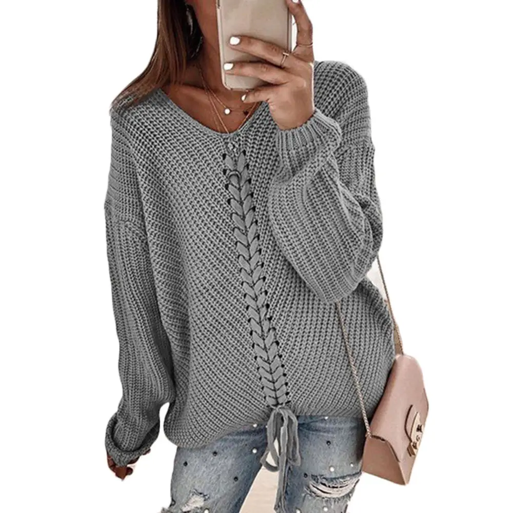 Women's Sweaters Autumn and Winter New Style Sweaters European and American Women's Thick-line V-neck Pullovers for Women