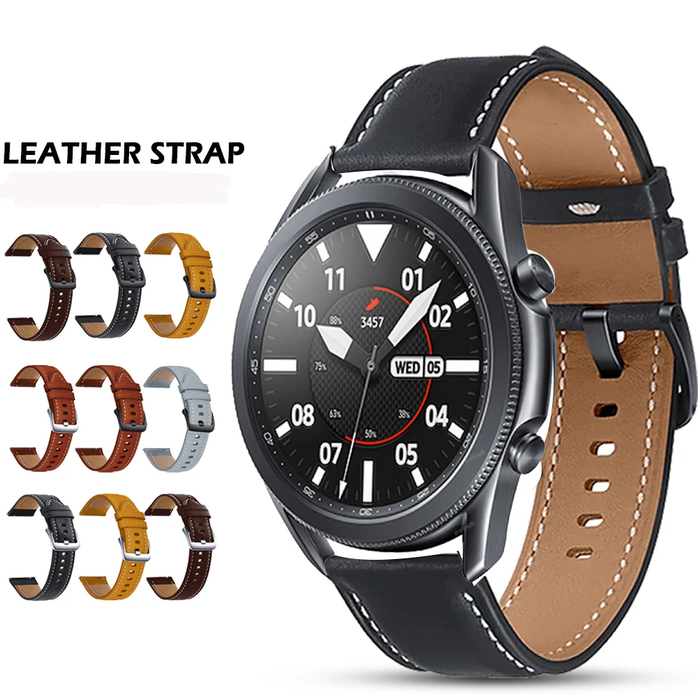 

22mm 20mm Leather Strap For Samsung Galaxy Watch 3 41mm 45mm Watchband For Galaxy Watch 42mm 46mm/Gear S3 S2 Sport Band Bracelet