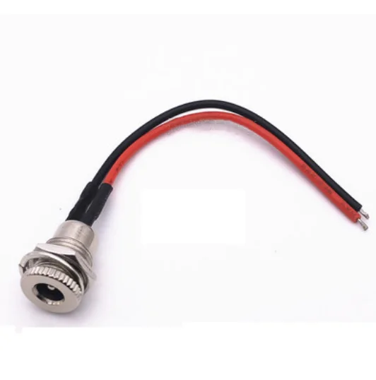 DC-099 DC099 with wire 5.5*2.1 Metal socket DC power jack high current with waterproof cap 0.2m