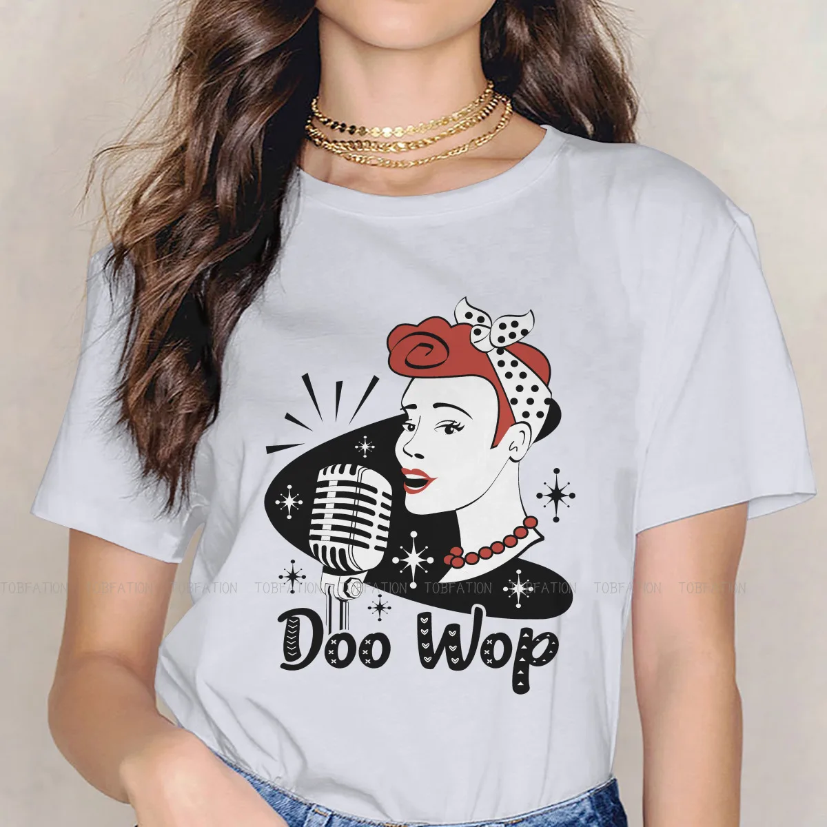 Doo Wop Vintage 50S Sok Hop Dance Party Vrouwen Tshirt Pin Up Girl Model Pop Art Meisjes Basic Tops vrouwelijke T-shirt Hipster Gift