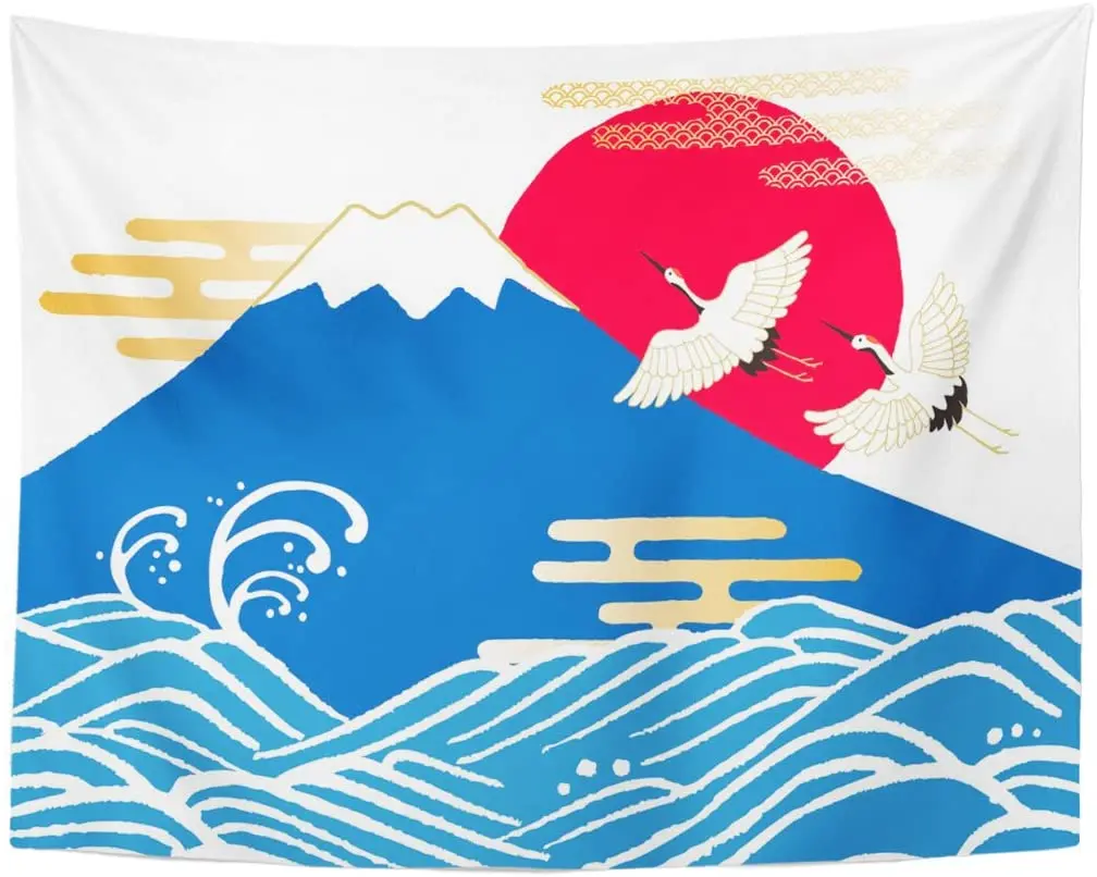 Tapestry Ocean The First Sunrise in Japan Sun Surf Tapestries Wall Hanging for Living Room Bedroom Dorm