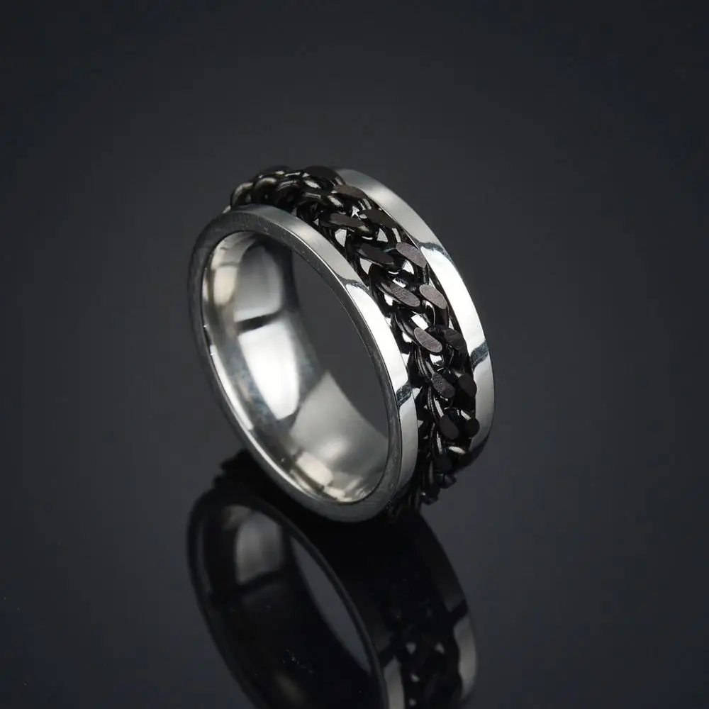 Bague en acier inoxydable pour hommes, anneau à chaîne rotative tendance, Style Punk, personnalité, bijoux pour petits amis, cadeau d'anniversaire de fête