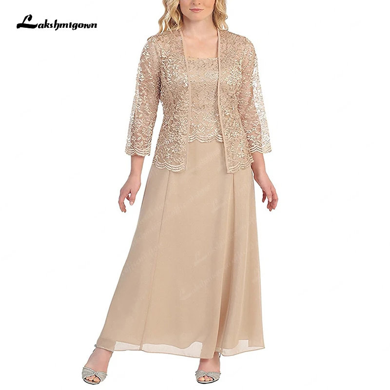 Abiti bordeaux per la madre della sposa con giacca lunghezza alla caviglia in Chiffon di pizzo Plus Size abito da sposa abito da sera viola