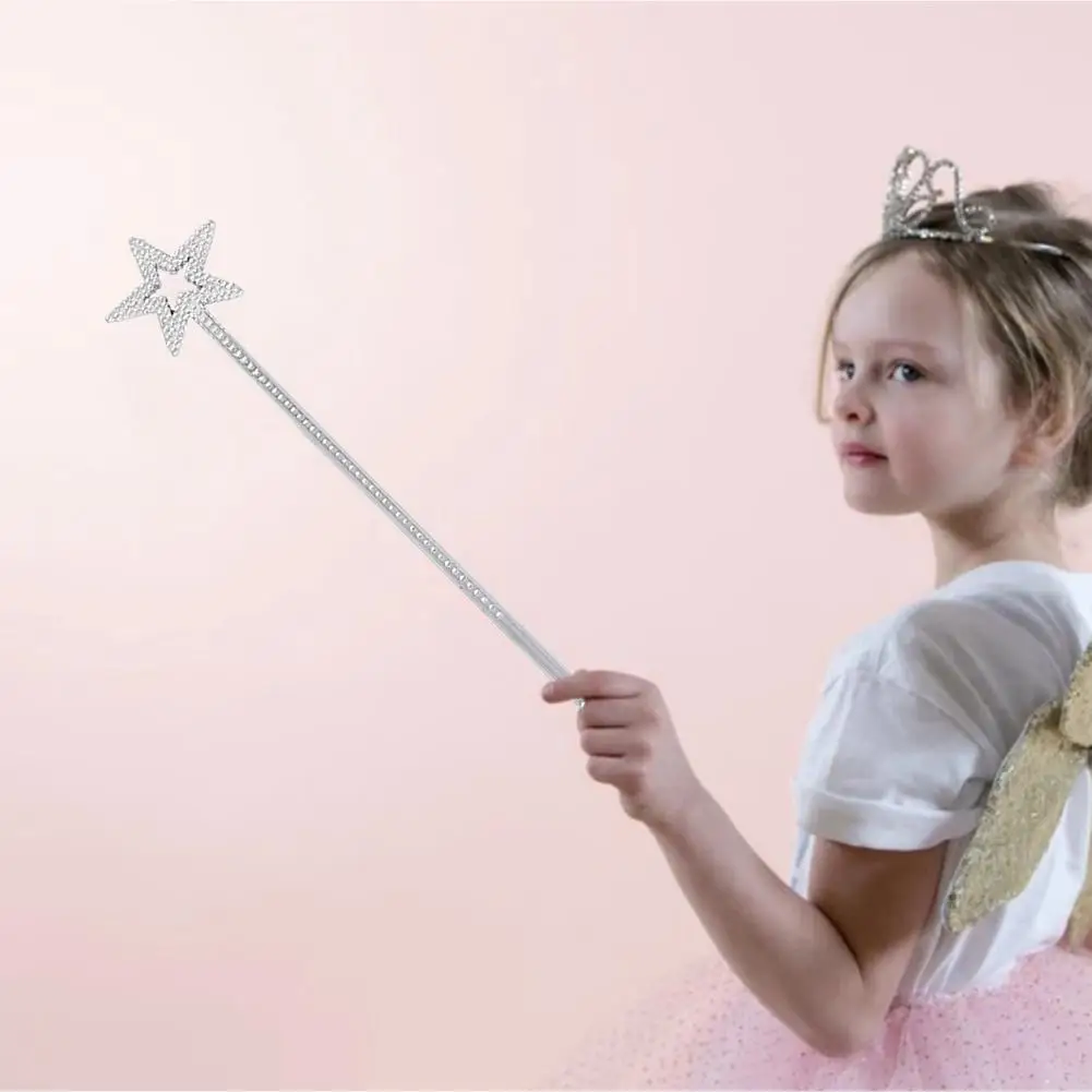 Fairy Wand 13 Inches Golden Silver Angel Star Magic Wand Five-Pointed Star Princess Magic Fairy Cane For Girls Stage Elf Cost