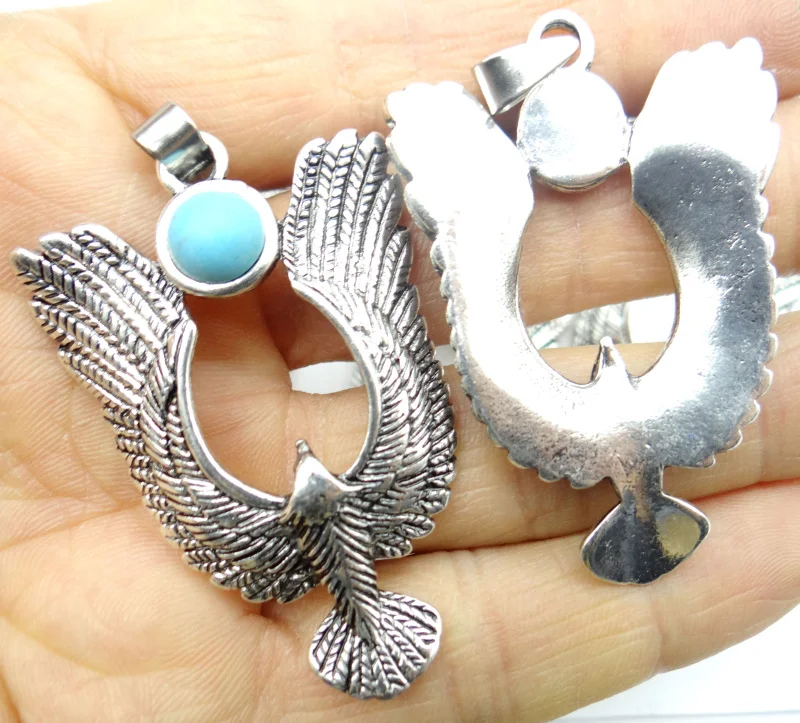 Natural Stone Turquoises Quartz crystal Antiek Zilver Zinklegering  eagle Pendant for diy making necklace Accessories S4