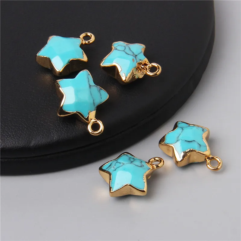 5PCS Natural Faceted Stone Pendants Beads Cute Star Shape Charms for DIY Jewelry Making Necklace Earrings Accessory Wholesale