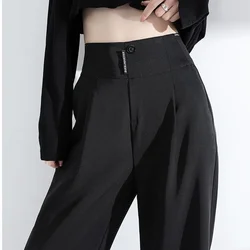 Black Suit Pants Women's High Waist Drape Loose Slimming Straight Pants Casual Mop Wide Leg Work Pants Dress Pants for Women