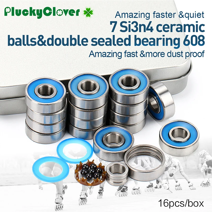 16pcs Fast 7 Ceramic Ball Skate Bearing 608 Professional Inline Roller Skates Speed Skating Competition Bearing 608Born for Race