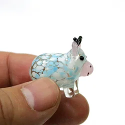 Cute Ox Glass Crafts Fairy Garden Cow Ornaments Mini Bull Figurines Accessories DIY Desktop Kawaii Decor New Year Gifts For Kids