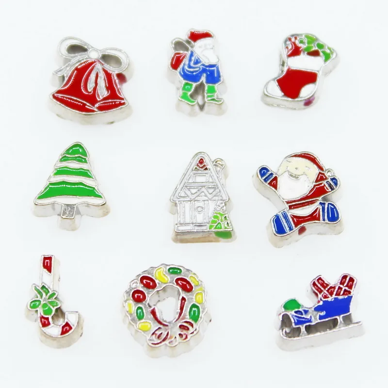 

Wholesale 20pcs/Lot Mix Christmas Floating Charms Living Glass Memory Pendant Lockets Diy Jewelry Accessory