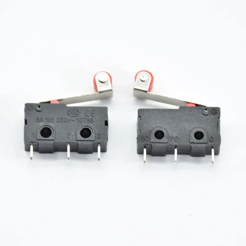 5Pcs Mini Micro Limit Switch NO NC 3 Pins PCB Terminals SPDT 5A 125V 250V  Roller  lever Snap Action Push Microswitches