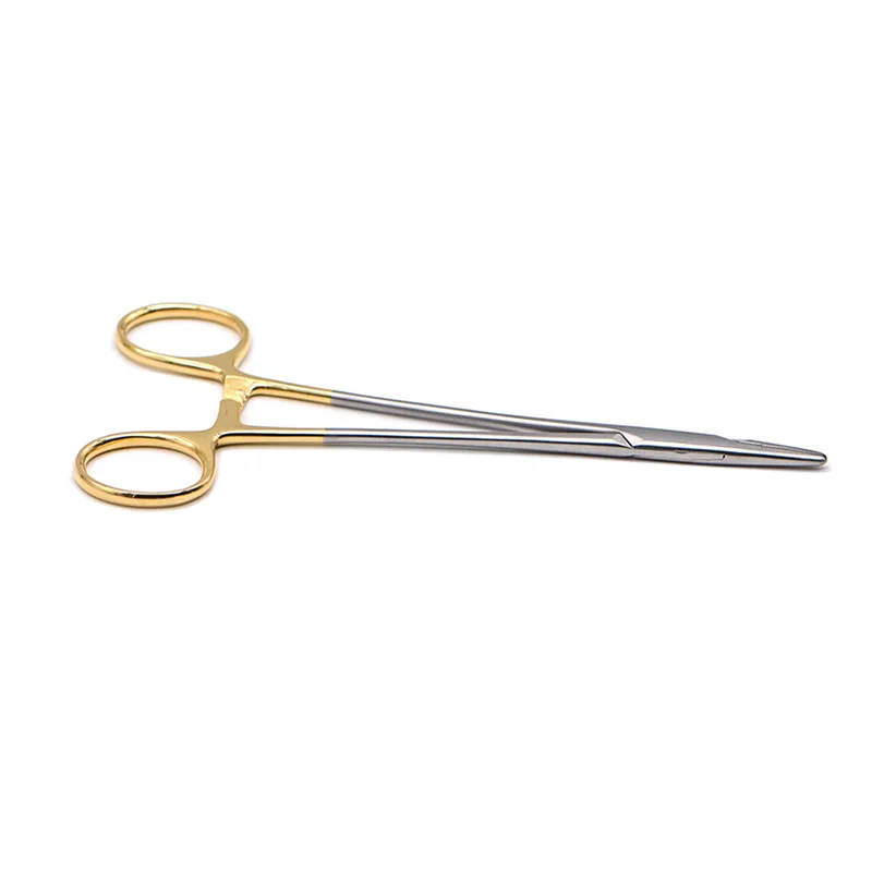 

14Cm Dental Needle Holder Plier Tc Head Reusable Stainless Steel Gold Plated Handle Orthodontic Forcep Surgical Instrument Tools