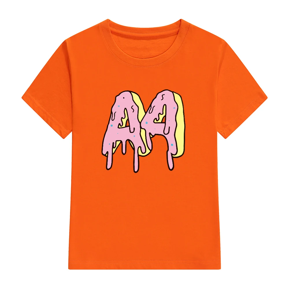 T Shirts A4 Donuts Children's 100% Cotton Short Sleeve T-Shirt Tops Fashion Printing Family Clothing Set Boy's White Tees