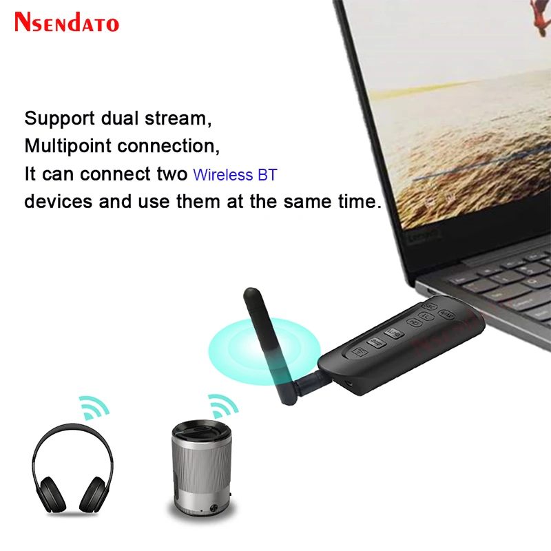 Wireele-adaptador inalámbrico BT 5,0 para TV, PC y PS4, transmisor de Audio de 3,5mm con conector AUX, apt-x, AptX de baja latencia