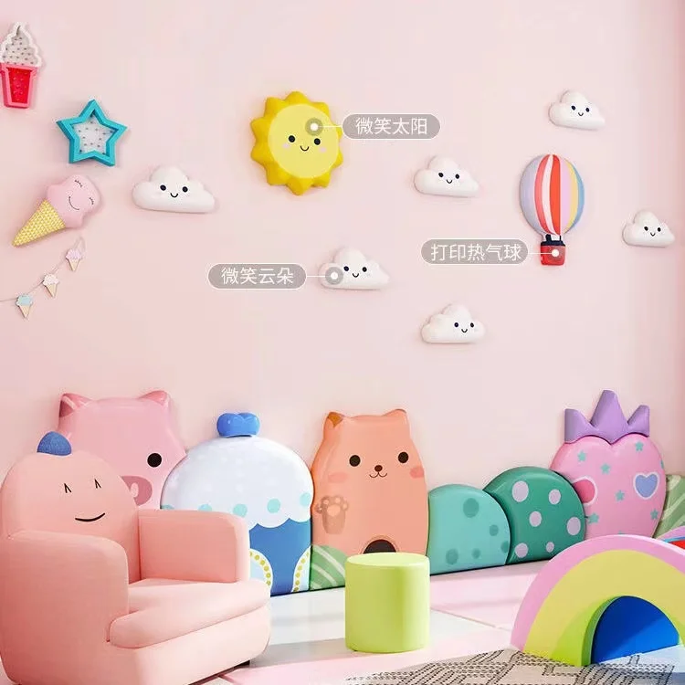 Cartoon 3D Wall Stickers Kids Bedroom Decor Self-adhesive Headboard Background Wall Decoration Accessories Pegatinas De Pared