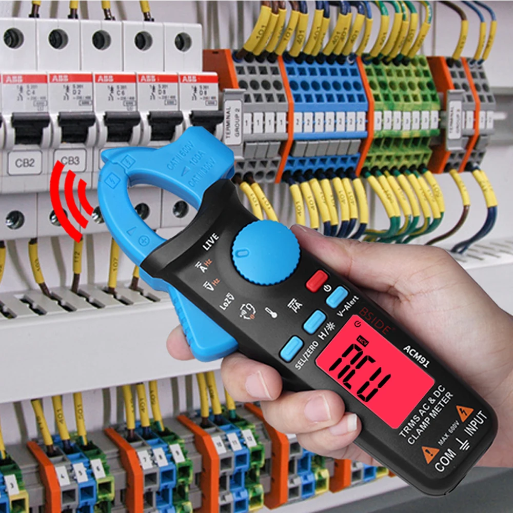Digital Clamp Meter BSIDE ACM91 AC/DC Current 1mA True RMS Auto Range Live Check NCV Temp Frequency Capacitor Tester Multimeter