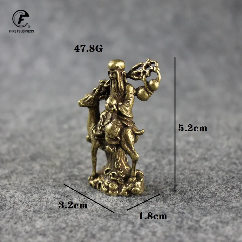 Classcial Copper God of Longevity Statue Longevity Miniatures Figurines Retro Brass Buddha Ornaments Home Decoration Accessories