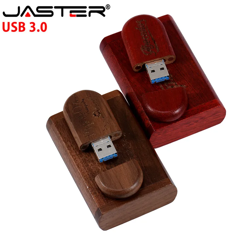 JASTER new wooden+ boxed USB 3.0 flash drive pendrive 4GB 16GB 32GB 64GB 128GB U disk gift(free custom logo)2 in 1 interface