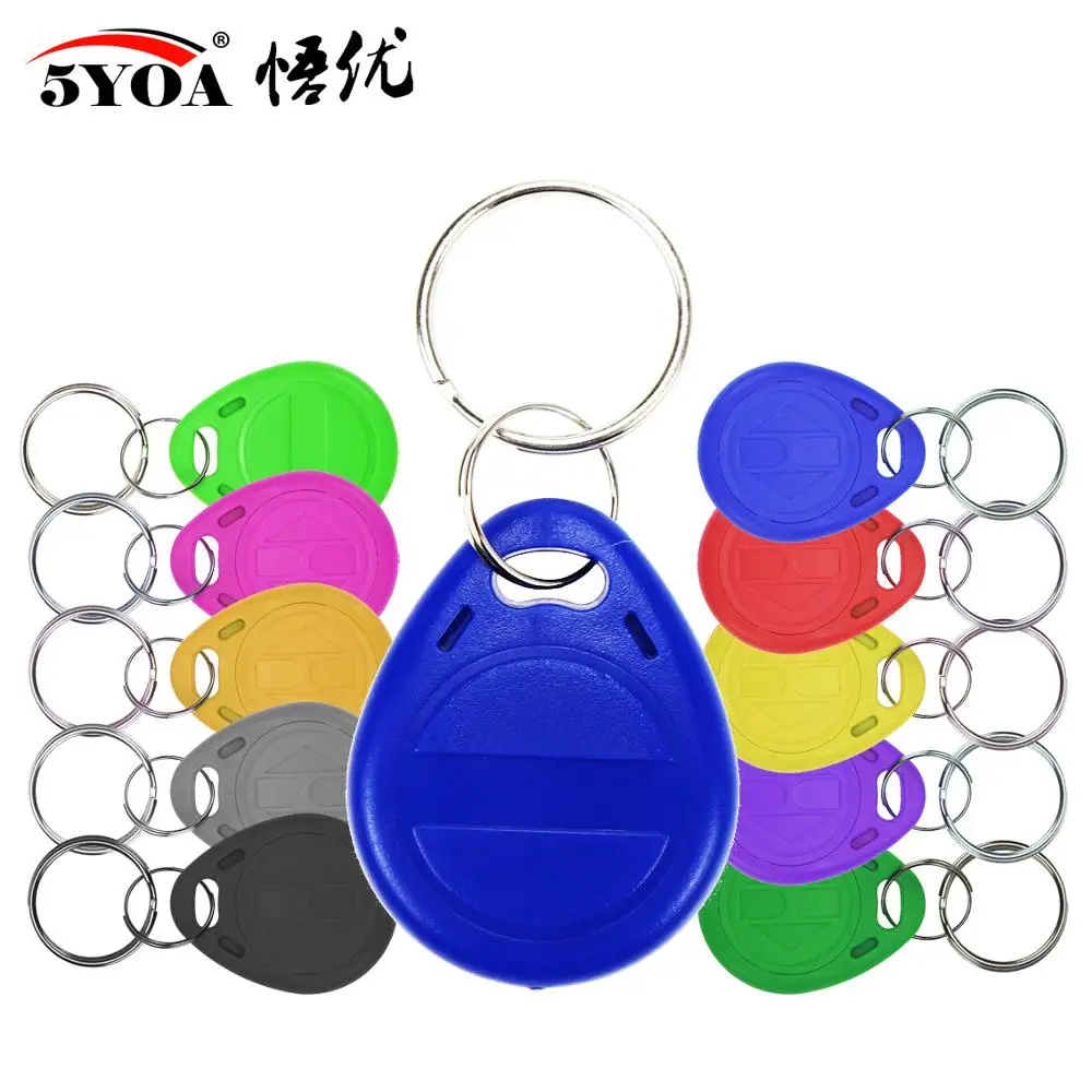 50pcs/lot EM4305 T5577 125khz Copy Rewritable Writable Rewrite keyfobs RFID Tag Key Ring Card Proximity Token Badge Duplicate