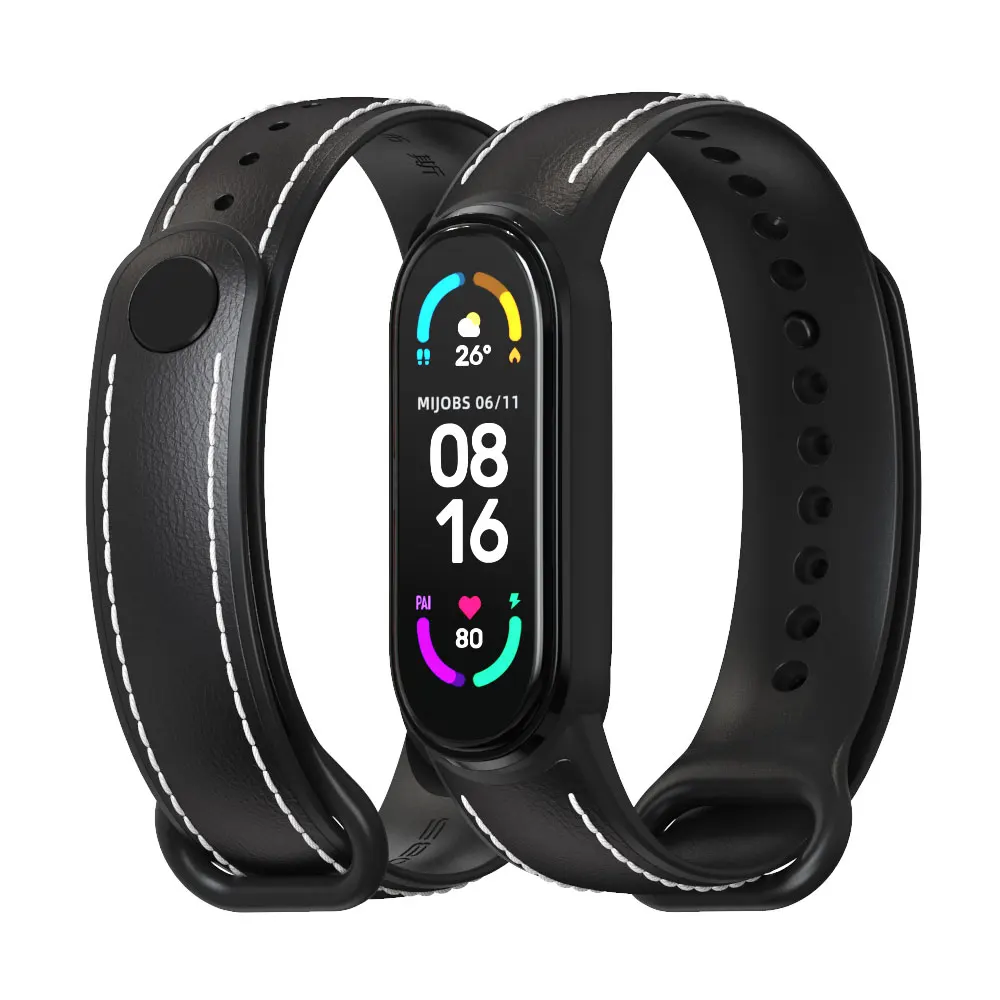 For Mi Band 5 Strap for Xiaomi Mi Band 6 Bracelet Wristband Correa Miband 5 6 Xiomi NFC Sport TPU Leather Breathable Replacement