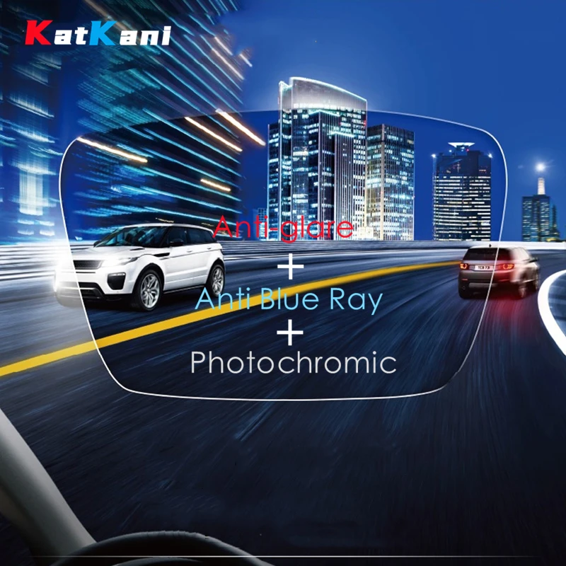 KatKani 1.56 1.61 Anti-Blue Light + Photochromic + Anti-Glare Optical Driving Lens Anti-Scratch/Anti-Reflection HMC Coated Lens