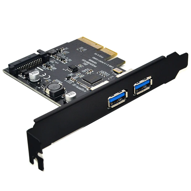 

Add On Cards SuperSpeed 10Gbps USB 3.1 2 Port PCI-E Express Card 15pin SATA Power Connector PCIE Adapter ASM3142 Chipset USB HUB